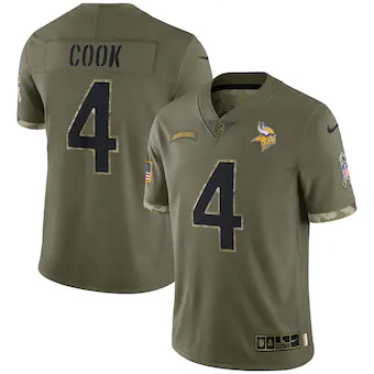 mens nike dalvin cook olive minnesota vikings 2022 salute t